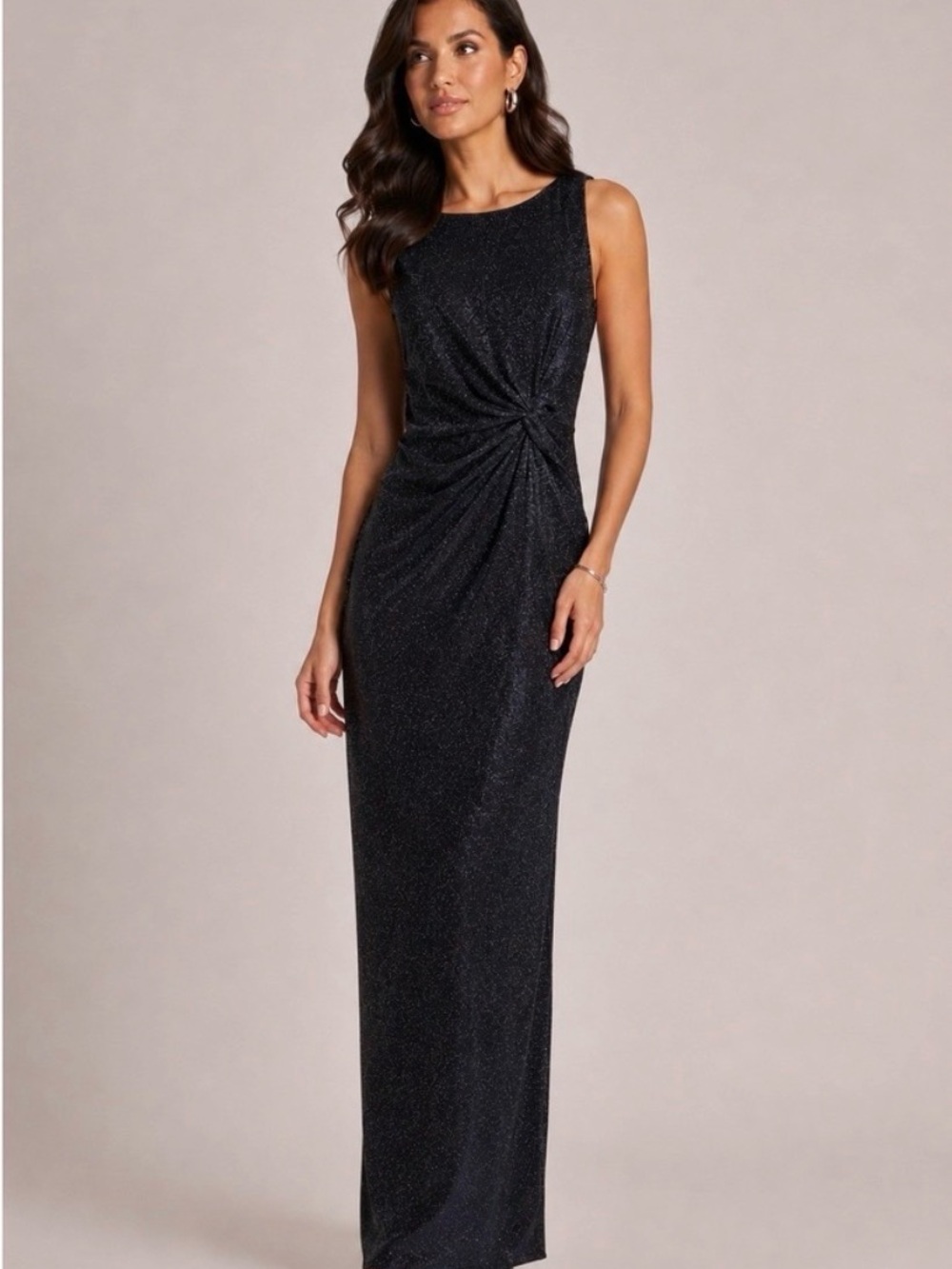 NEW Calvin Klein Black Metallic Sparkle Column Gown